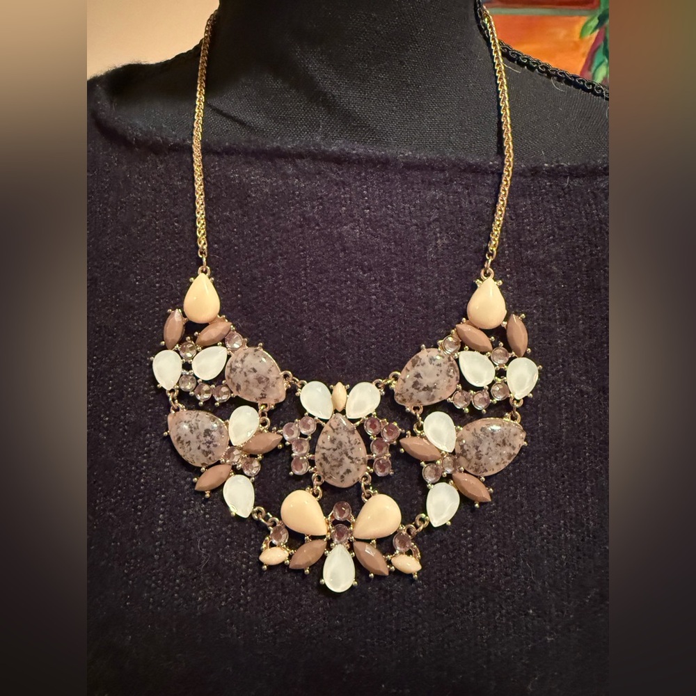 Elegant Cream and Brown Statement Necklace